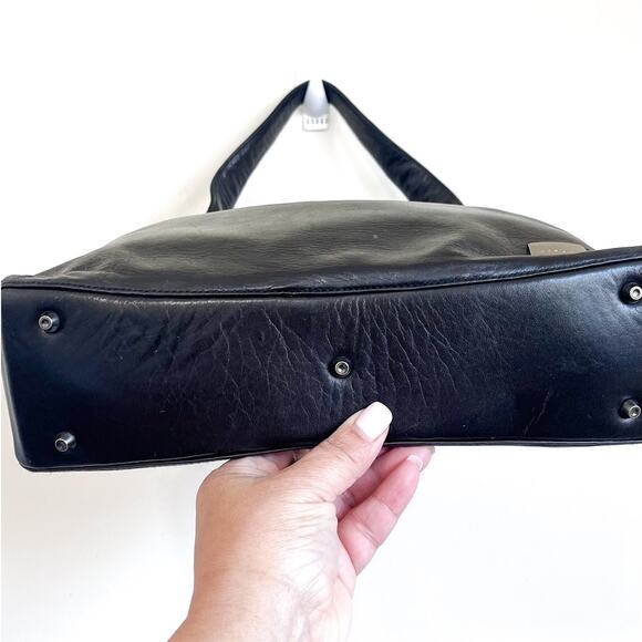 Perlina New York Black Soft Leather Hobo Shoulder Bag Purse Handbag - Picture 4 of 8